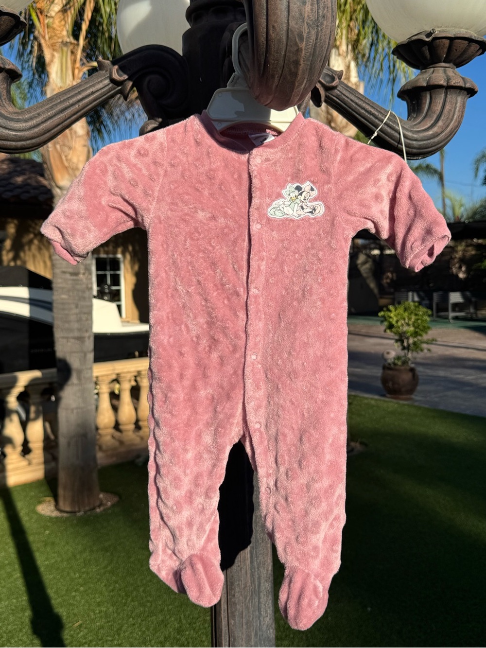 Disney Baby Minnie Mouse and Daisy Duck Dusty Pink Plush Footed One-Piece Pajama